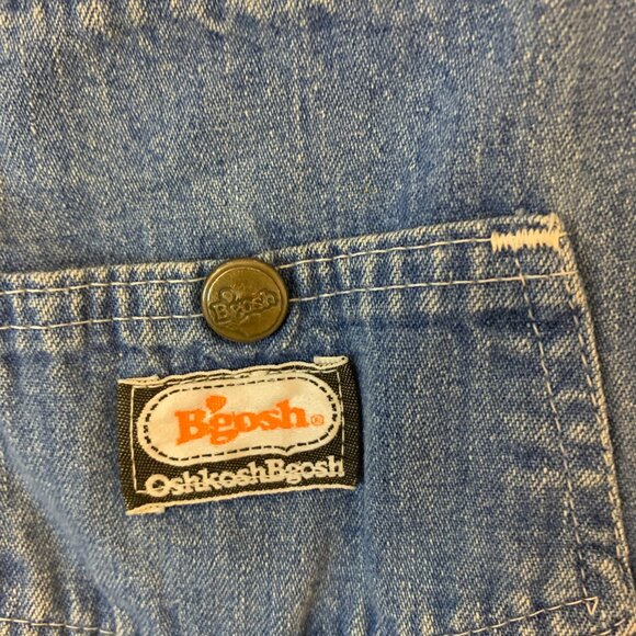Oshkosh B'gosh Denim Blue Overall Dress Vintage Appliqued Apple & Worm Rare - Picture 3 of 8